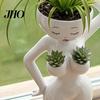 Layered Green Plant Landscape Pot Funny Female Figure Planter with Drainage Holes, Elegant Lady Flower for Unique Resin Flowerpot Succulents
