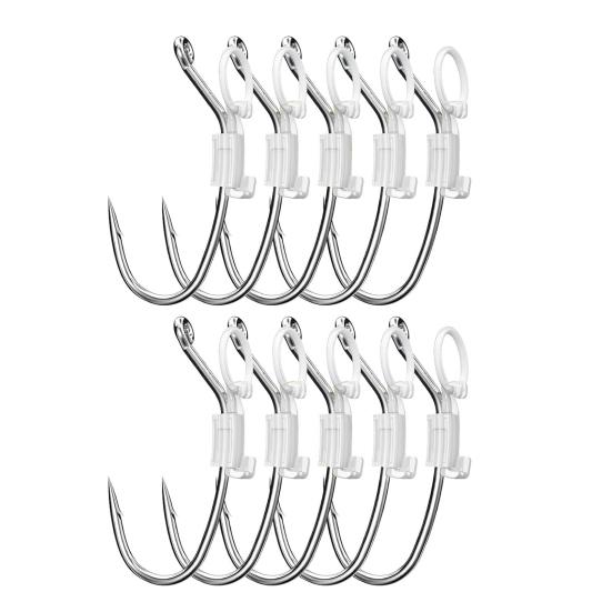 3/5/10/20Pcs Luminous Live Fishhook with Barbed Shrimp Fixing Hook Glow-in-the-dark Offset Freshwater Saltwater Catfish