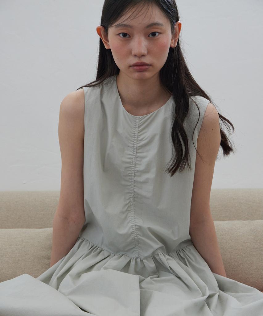 Step Around Pleated Sleeveless One-Piece_Mint Gray