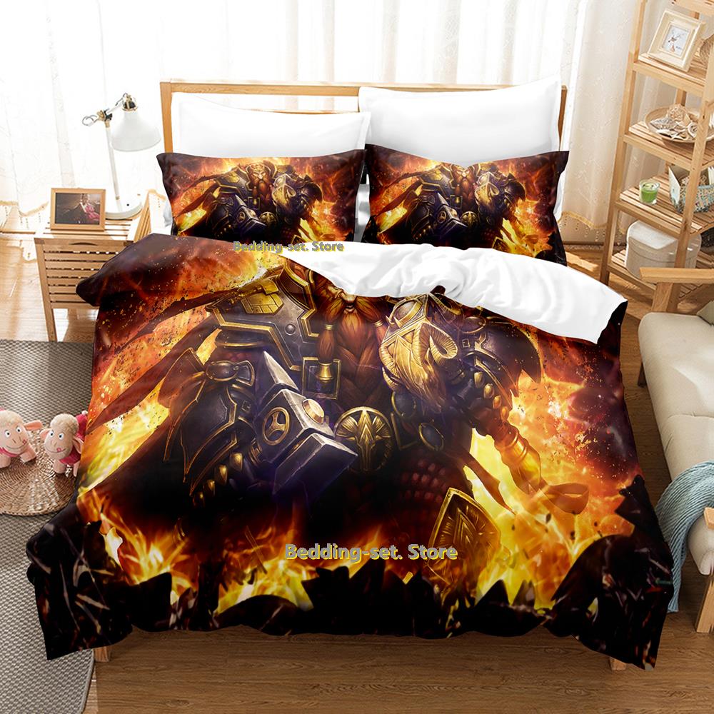 2023 Игра Hearthstone Heroes Of Warcraft Комплект постельного белья Мультяшный Аниме трехпредметный Комплект Подростковая Спальня Пододеяльник Комплекты