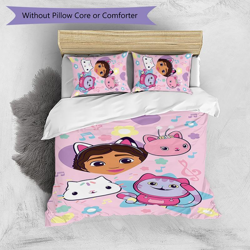 Gaby Dollhouse Printed 3PCS Bedding Set Soft Breathable Duvet Cover Pillowcases Set Washable Bedroom Decor Home Gift