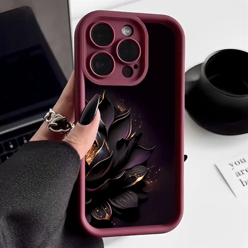 Роскошный чехол для телефона с узором «Цветок лотоса» для iPhone 17 16 15 14 13 12 11 Pro Plus Max 17 Air 16E X XR XS Мягкая силиконовая задняя крышка