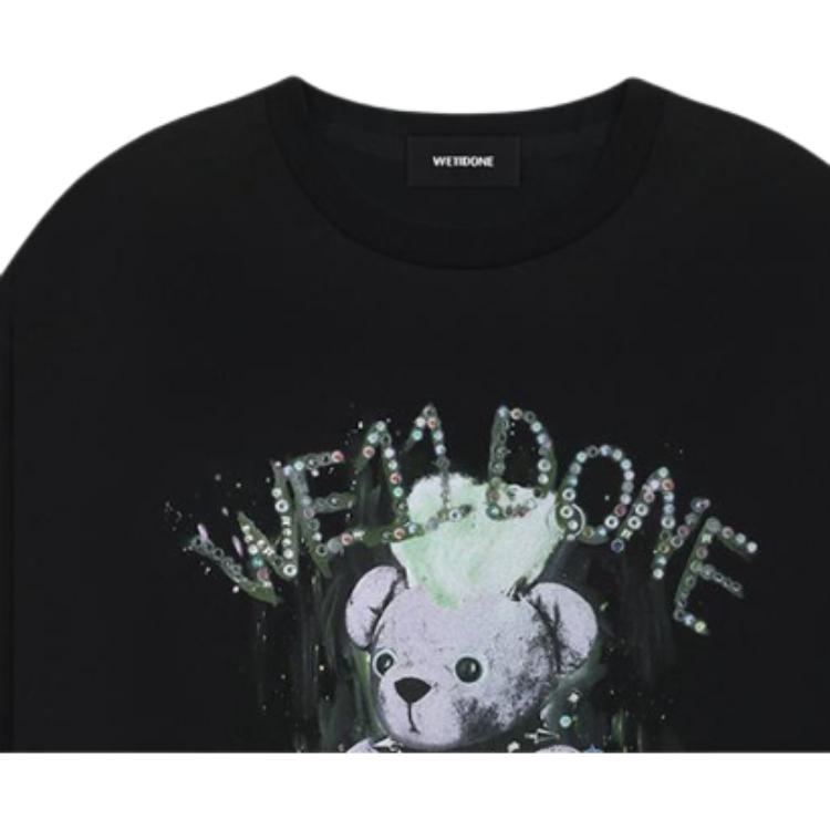 We11done Ss26 Back Hem Embroidered Logo Teddy Bear Long Sleeve T-Shirt Unisex Tops WD-TT1-26-776-U-BK