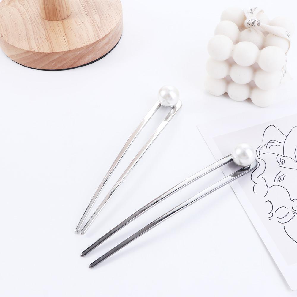 U Shape Metal For Girls Hanfu Pearl Korean Style Hairpin Women Hair Sticks Chinese Hair Fork