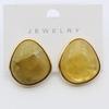 Trendy Geometric Irregular Resin Stud Earrings with Silver Needles and Gold Tone