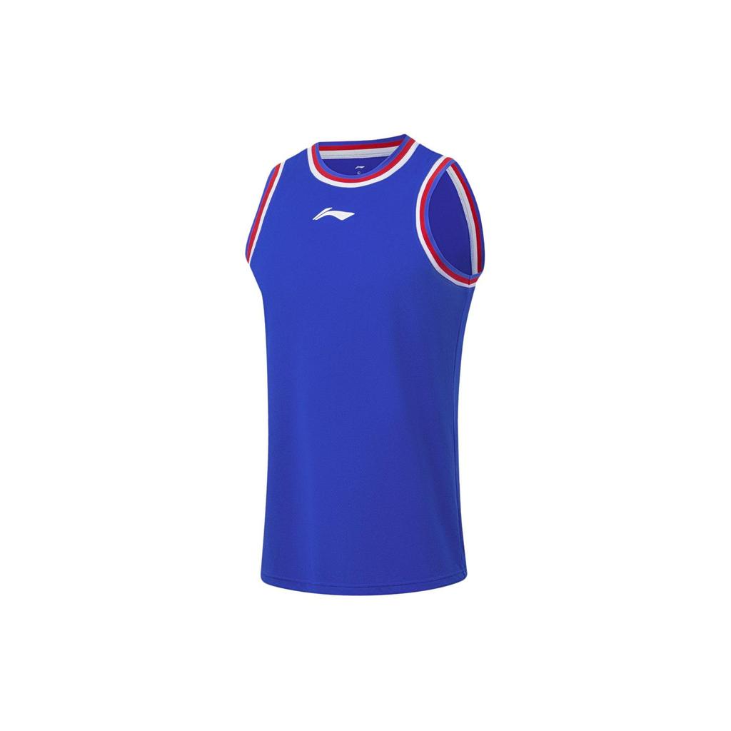 Li Ning Sports Basketball Series Logo Print Sweat-Wicking Competition Basketball Set Men Sportswear Crystal-Blue AATT001-11