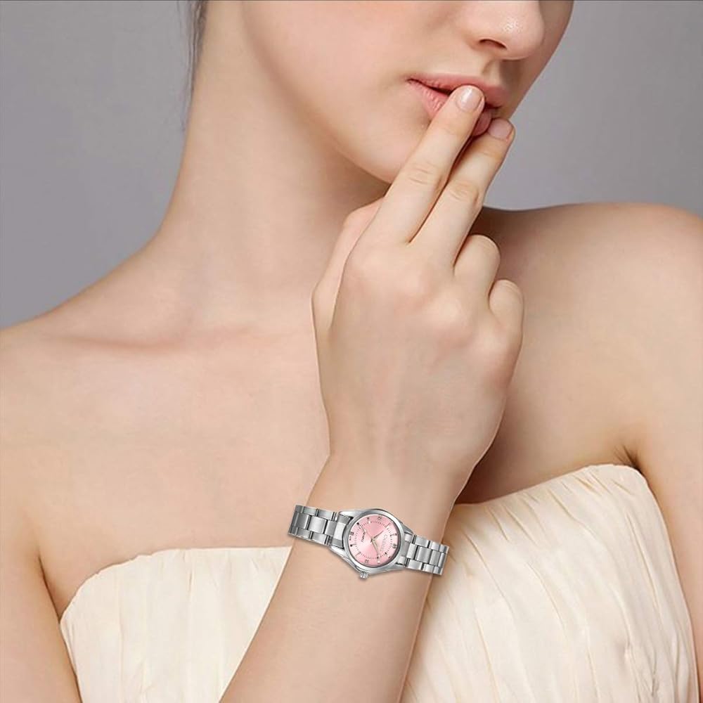 JewelryWe Женские Аналоговые Модные Часы Розовые Водонепроницаемые Стальной Ремешок Аксессуары