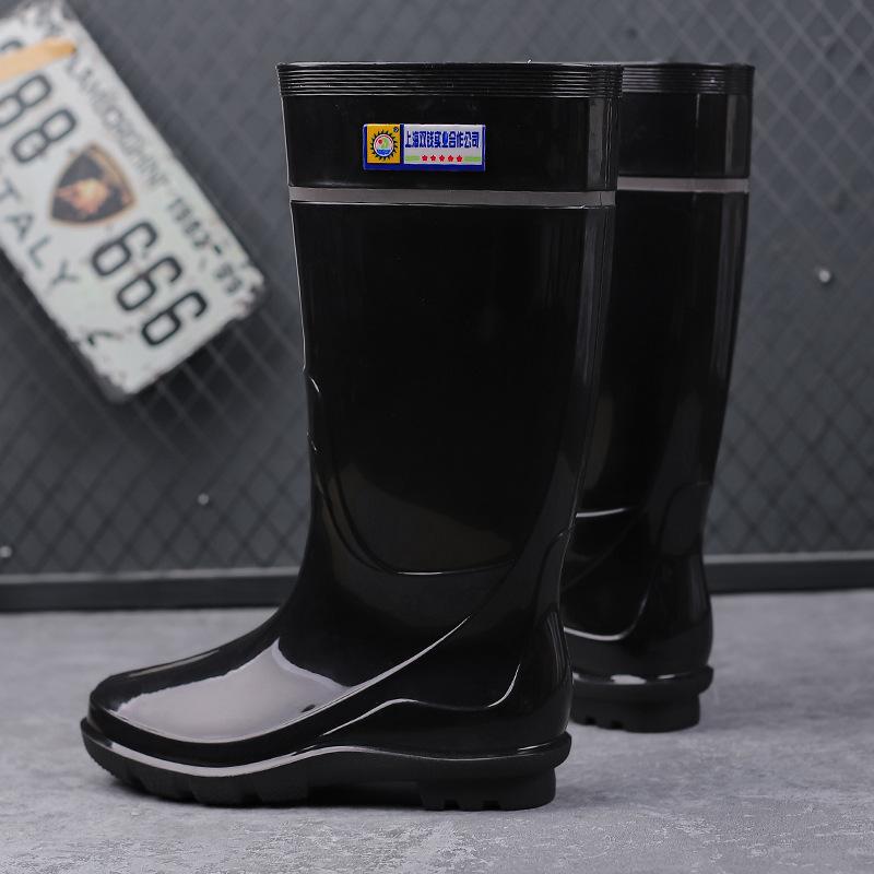 Дождевики мужские осенне-зимние водонепроницаемые и нескользящие бархатные высокие резиновые туфли мужские кухонные, рыболовные, рабочие, для отдыха на природе, водные туфли