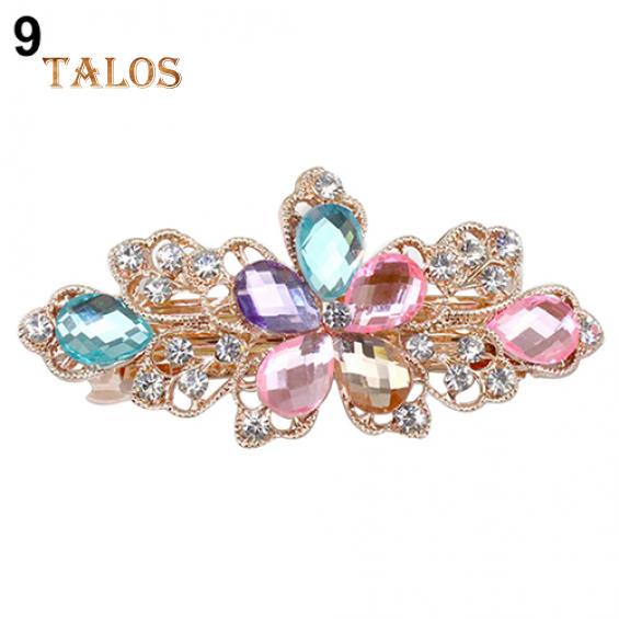 Women Fashion Flower Leaf Crystal Crystal Stone Hair Barrette Clip Hairpin Jewelry Hairs Trinket
