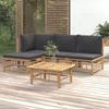 VidaXL Garden Lounge Set 5 Pcs with Dark Grey Cushions Bamboo 3155209