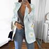 Women's Casual Fashion Print Lapel Long Sleeve Slim Fit Small Button Jacket