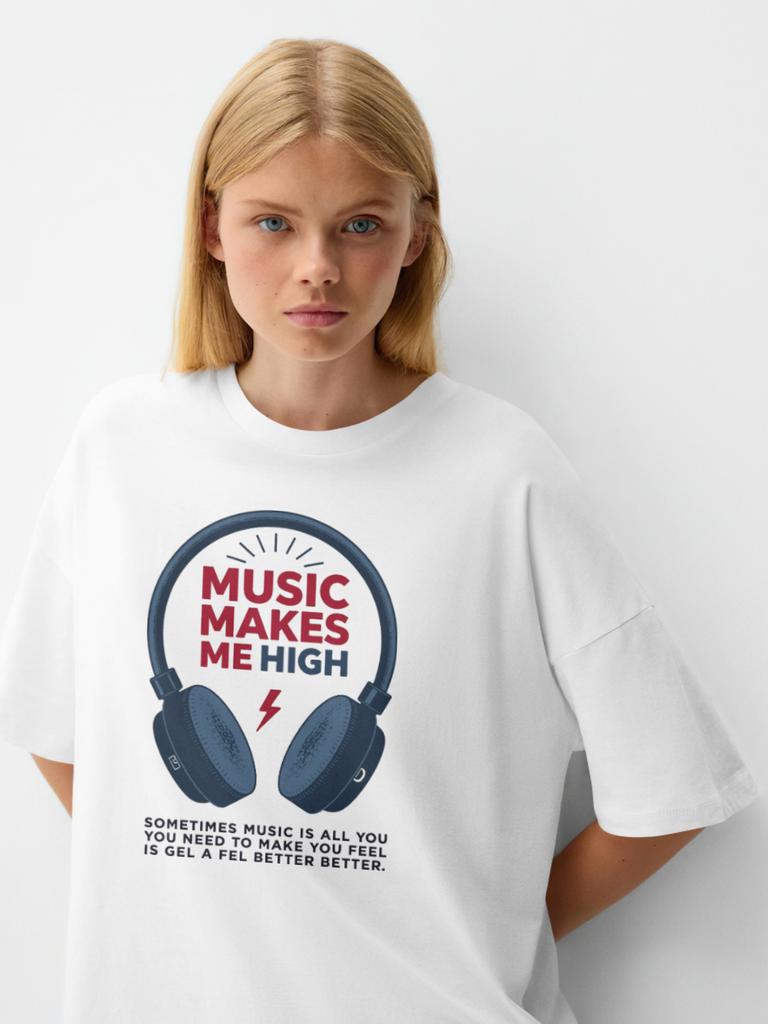 Music Make Me T Shirt Vintage Plus Size Harajuku Streetwear Women Tshirts Yin Yang Graphic Tshirt Aesthetic Clothing