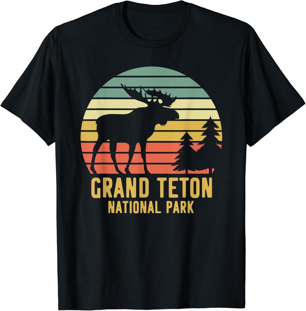 Grand Teton National Park Moose Vacation Travel Vintage Men T Shirt