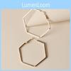 Hexagon Geometric Contemporary Ear Rings With Electroplated Gold For Women