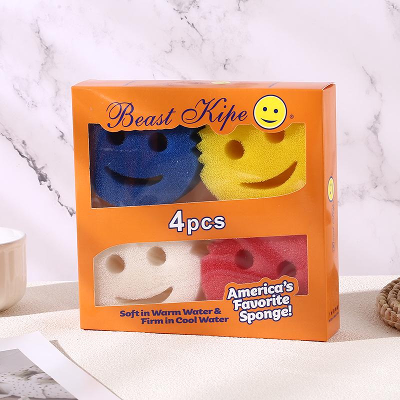 Cute Smiley Face Loofah Sponge Scrubber for Kitchen and Dishwashing