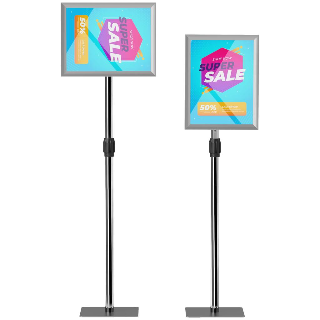 Info Stand DIN A3 Height-Adjustable Poster Stand Floor-Standing with Robust Base for Horizontal & Vertical