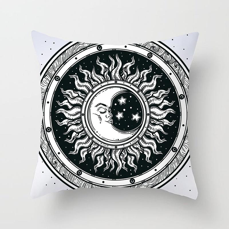Home Bedroom Living Room Sofa Cushion Cover Decoration Sun Moon Mandala Series Pattern Printing Pillowcase