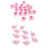 10 Sets Dollhouse Miniature Plastic Pink Tea Pot with Tableware Accs