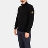 STONE ISLAND Однотонный трикотажный свитер унисекс из шерсти с воротником-стойкой на молнии до половины Черный K2S155100040S00A3V0029