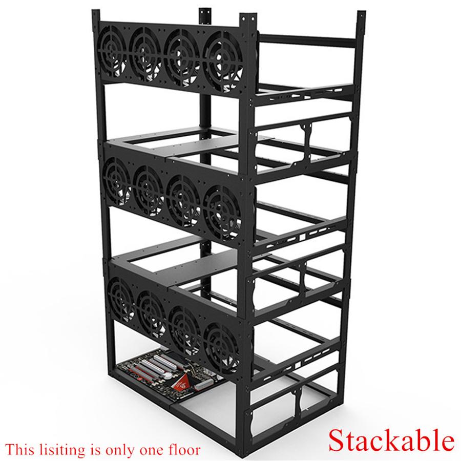 Stackable For ETH BTC Ethereum 6/8GPU Open Air Mining Rig Frame Case Computer Crypto Coin