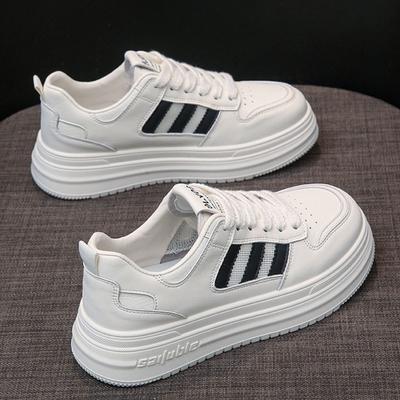 Кожаные белые туфли на платформе, детские летние новые универсальные туфли для увеличения роста, сетчатые дышащие повседневные спортивные туфли