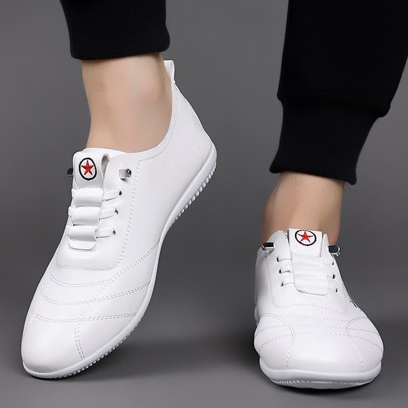 2024 летние дышащие лоферы на одной педали, мужские легкие и тонкие кожаные мягкие повседневные кожаные туфли, нескользящие туфли на плоской подошве