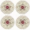 1pc Round Embroidered Flower Dining Table Placemat Coasters Home Party Wedding Cover Country-style Embroidered Tablecloth