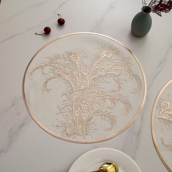 Круглый термостойкий коврик для столовых приборов из золотого ПВХ, защитный коврик для стола, противоожоговые изолированные салфетки для столовых приборов для домашней столовой, свадебной кухни