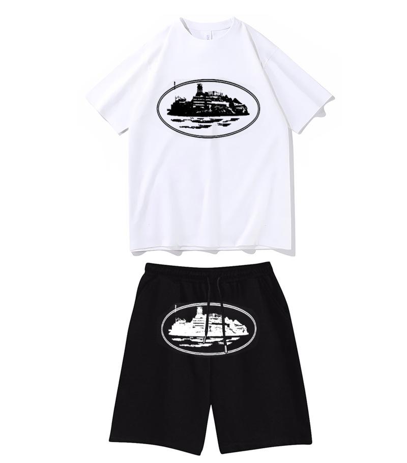 Cross-border T-shirts, pullovers, European and American Alcatraz Island unisex sweatshirts and sweatpants sets, street hip-hop outfits