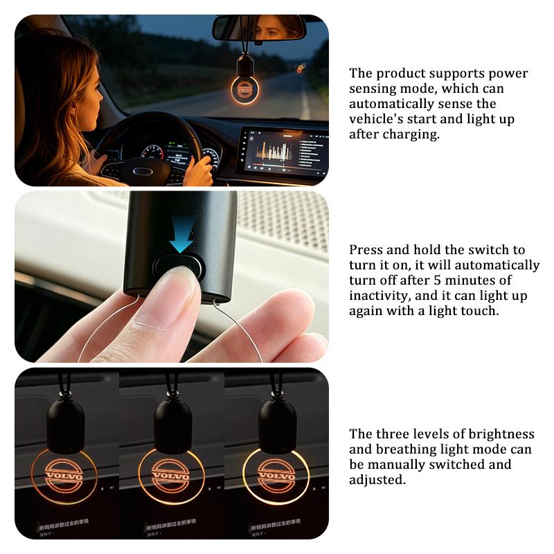 Luminous Acrylic Pendant Car Decor Rear View Mirror Accessories For Volvo V60 V50 V40 S80 S60 S90 C40 XC40 V70 XC70 XC60 XC90 NS0