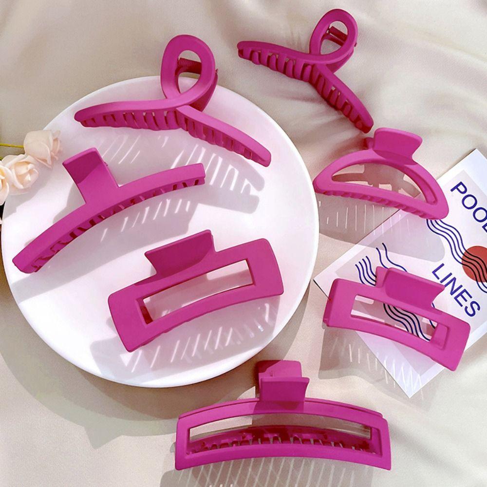 Plastic Pink Large Shark Clip Square Acrylic Hair Claws Hair Accessoies Female