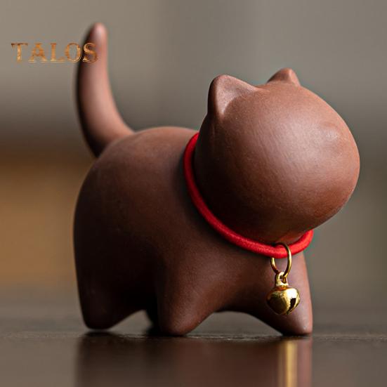 Чайный сервиз «Котенок» с изображением питомца в стиле кунг-фу, изготовленный вручную из фиолетового песка, для чайного домика в стиле восточной элегантности, для стола, домашнего офиса, чайной комнаты, уникальный подарок для любителей чая