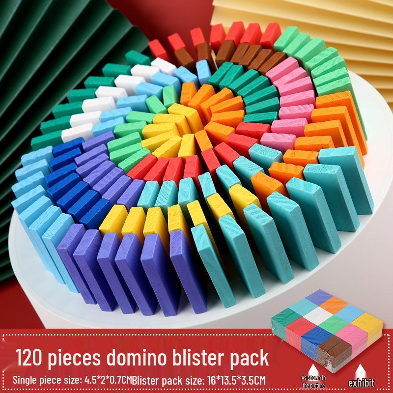 Educational Wooden Domino Set for Kids & Adults - Large Size Building Blocks Toy