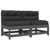 VidaXL Center Sofas with Cushions 2 Pcs Grey Solid Pine Wood, Garden Sofa, Garden Seat, Outdoor Seat, 825578
