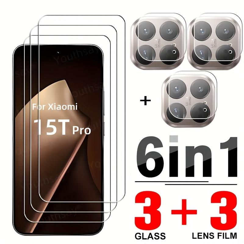 3+3 Pack For Xiaomi 15T Glass Full Glue Clear Screen Protector For Xiaomi 15T Pro Tempered Glass + Soft Lens Film Total 6PCS 6IN1