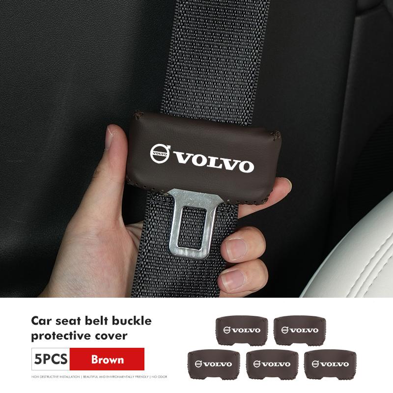 For Volvo 2pcs Leather Car Seat Belt Protective Buckle Anti-Scratch Cover S60 S80 S90 C30 XC40 XC60 XC70 XC90 V40 V60 V90 T6