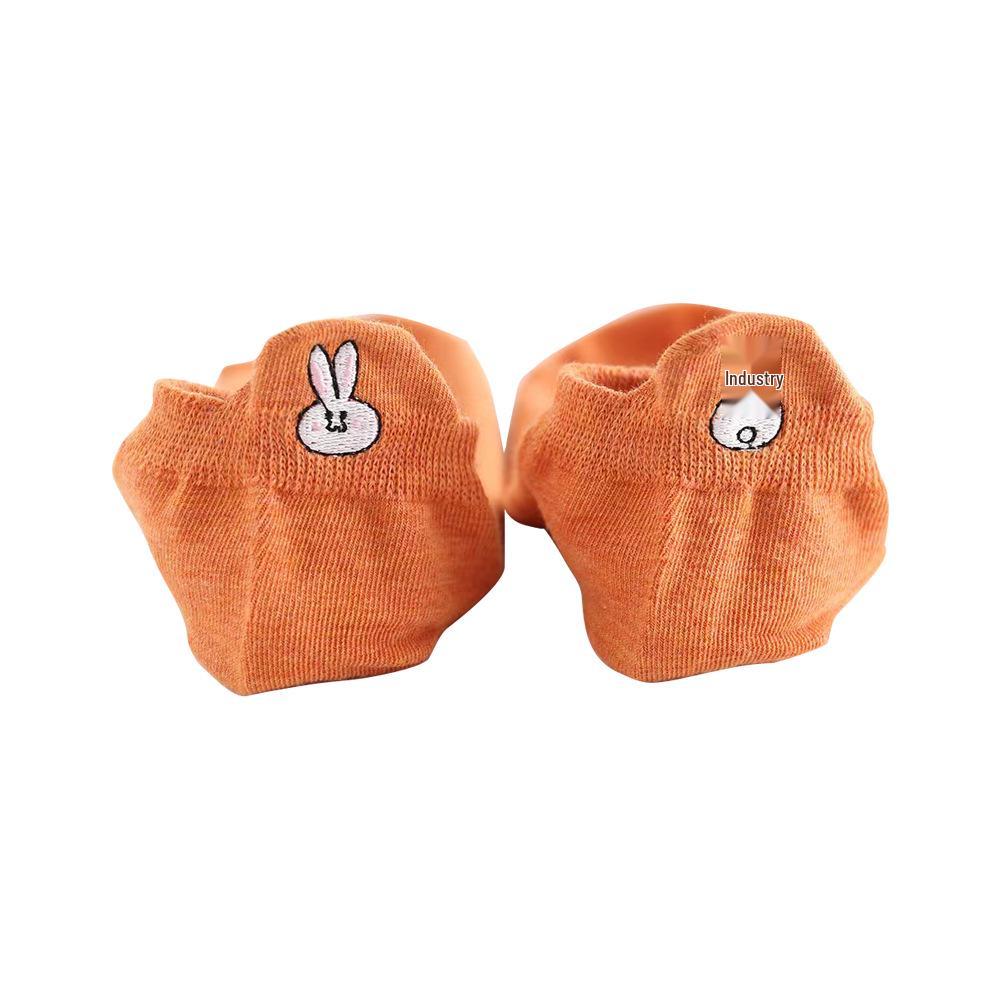 Милые женские хлопковые носки с мультяшной вышивкой на весну/лето 2024 года - Повседневные, дышащие, короткие носки-лодочки