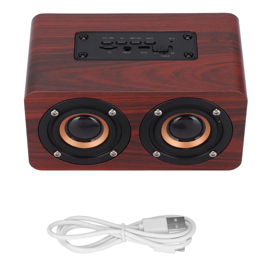 Wooden Bluetooth Speaker Retro Wireless Subwoofer AUX Stereo Speaker for Home TabletBrown Wood Grain Color