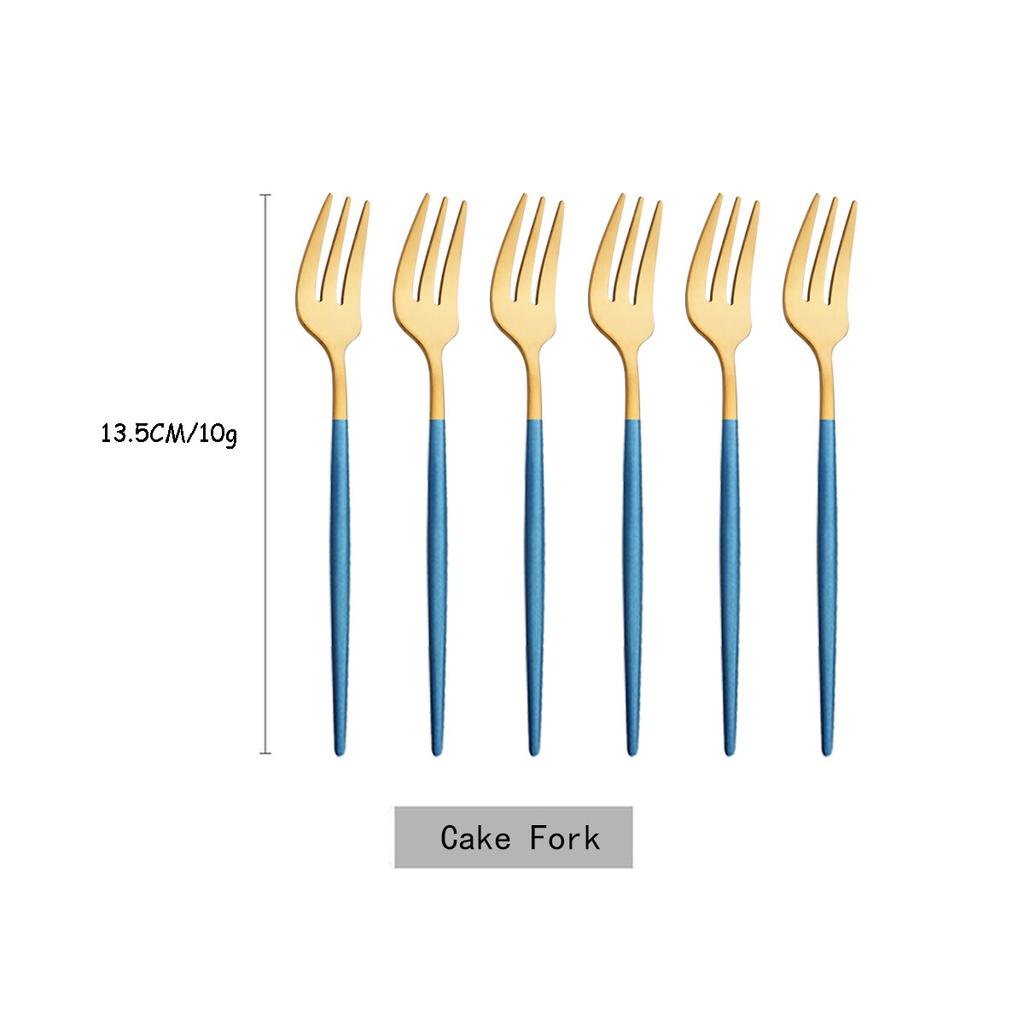 6Pcs/Set Tea Cake Snack Fork Dinnerware Cutlery Colorful Fork Set Mirror Stainless Steel Tableware Dessert Fruit Fork Silverware
