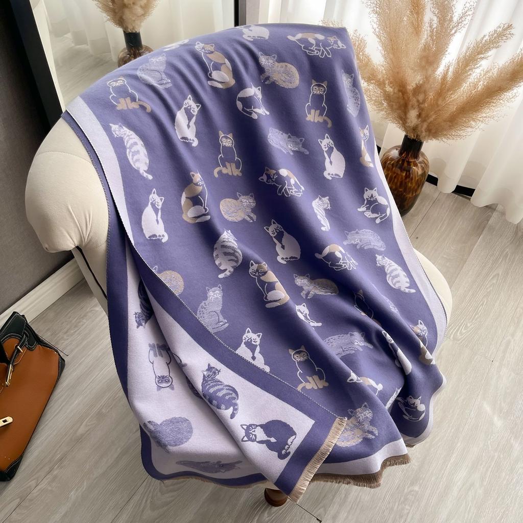 Autumn And Winter Animals, Cats, Sweet And Cute Ladies, Imitation Cashmere Warm Scarf, High-End Air Conditioner Shawl Scarf