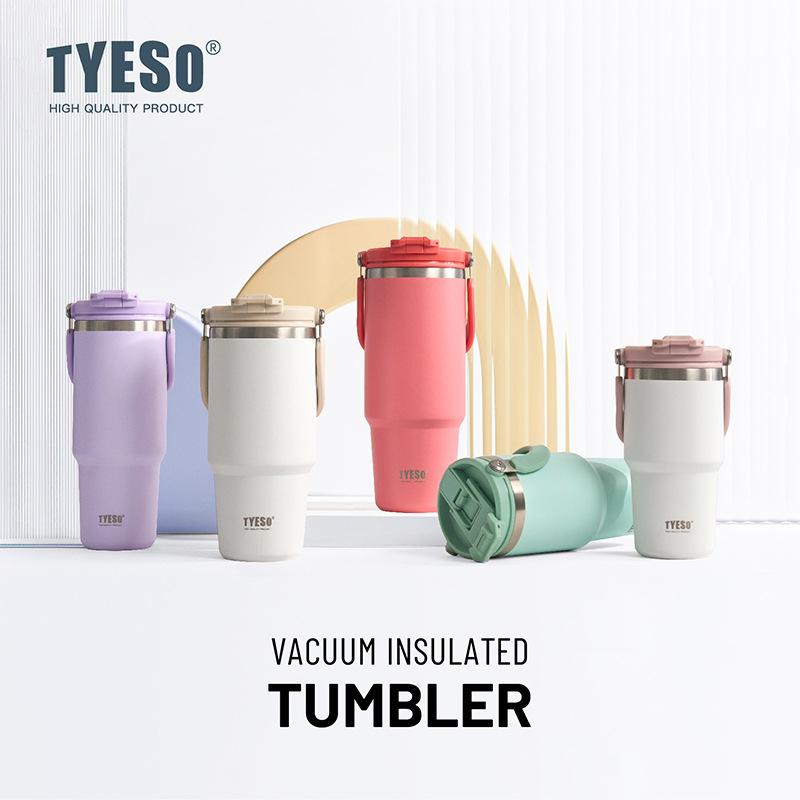 Tyeso 900 мл Кофейная кружка Вакуумная кружка Ручка Двойное питье Термосы Ледяная кружка Автомобильная бутылка Сохранение тепла и холода Вакуумные фляги Милые