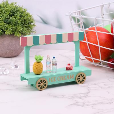 Миниатюрный деревянный фургончик для мороженого для кукольного домика, декоративная миниатюрная сценическая опора
