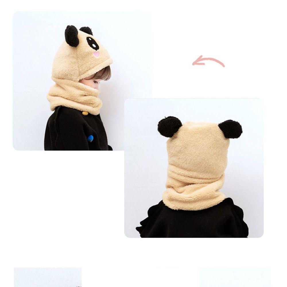 Panda Fleece Kids Caps Coral Velvet Ear Cap Hat Baby Stuff Scarf