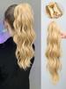 Synthetic Ponytail Extension 18 Inch Drawstring Claw Clip On Long Curly Wavy Ponytail Hairpiece for Women Daily Use