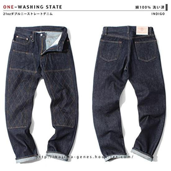Kojima Jeans 21oz Прямые джинсы с двойными коленями Сделано в Одной Окаяме Деним RNB-1221WK Деним, Япония, Мужские, Стирка,