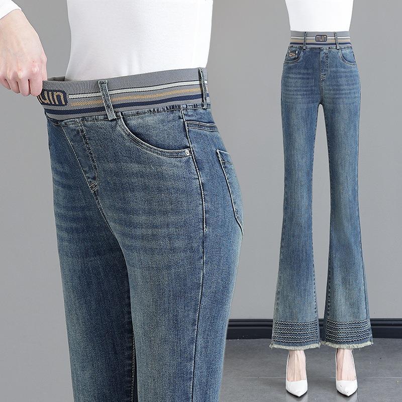 Женские брюки-клеш с высокой талией больших размеров, утягивающие, подкова