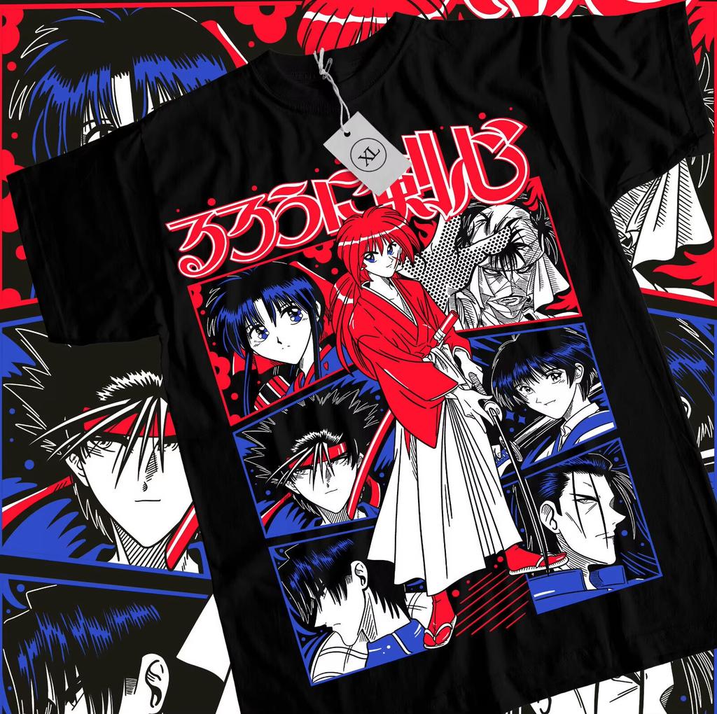 Summer Hot Sale Rurouni Kenshin Tshirt Samurai X Himura Anime Manga Sagara Yukishiro All Size Mens Round Neck