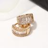 Huitan Dainty Cubic Zirconia Hoop Earrings for Women  Color/Gold Color Fashion Versatile Female Earrings Piercing Jewelry