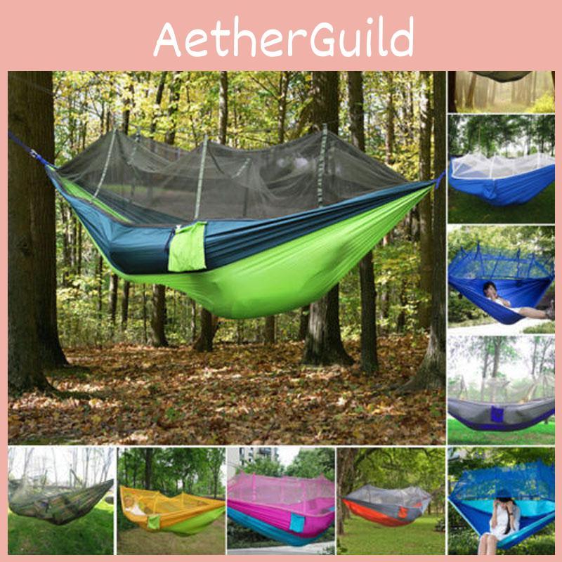 Spacious Double Person Hanging Hammock Bed With Anti-mosquito Net For Camping