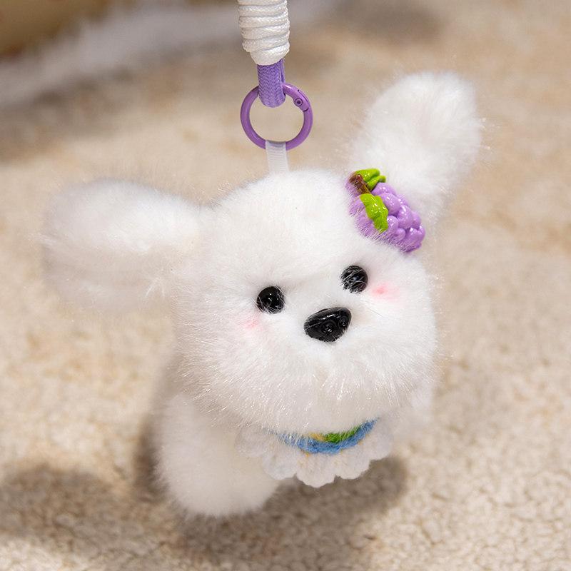 Plush Dog Keychain With Aromatherapy Scent And Fruit Design For Couples And Backpack Decor